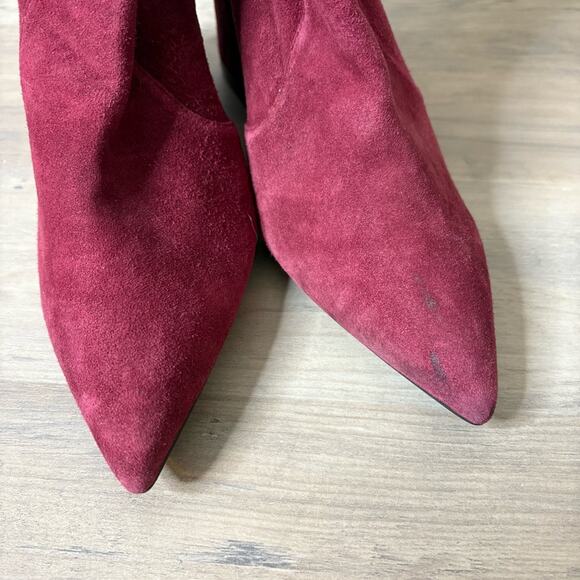 STUART WEITZMAN Yuliana 60 Chelsea Suede Rosewood Red Boot Size 6 - Picture 6 of 10